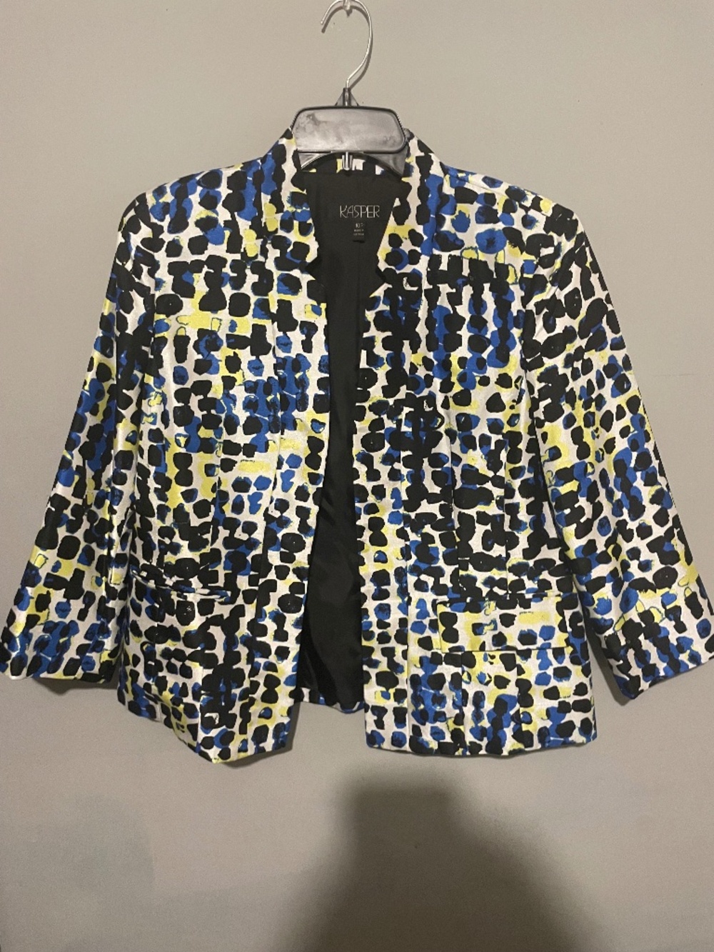 Kasper women’s 10 petite blue and yellow jacket
